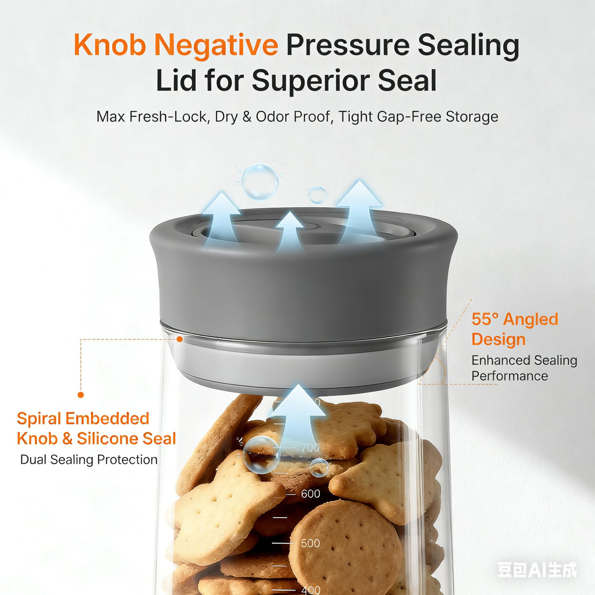 NUZEAK 2-Pack 27oz Glass Jar with Airtight Lid for Coffee Beans, Rotary Twist-Seal