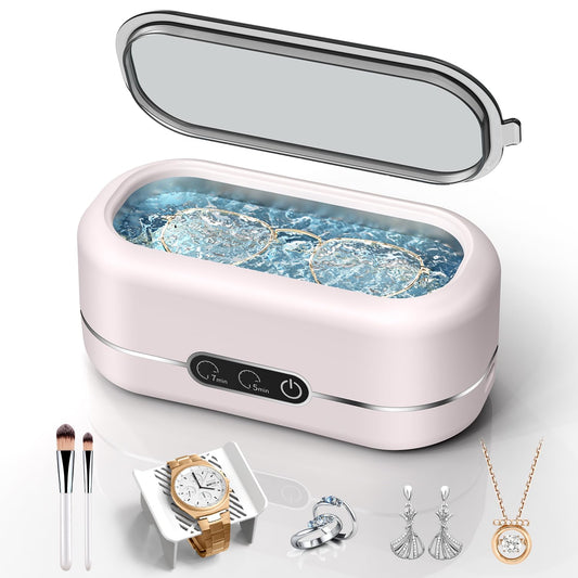 Ultrasonic Jewelry Cleaner, Upgraded 48KHz Ultrasonic Cleaner Machine with 304 Stainless Steel for Jewelry, Eyeglasses,