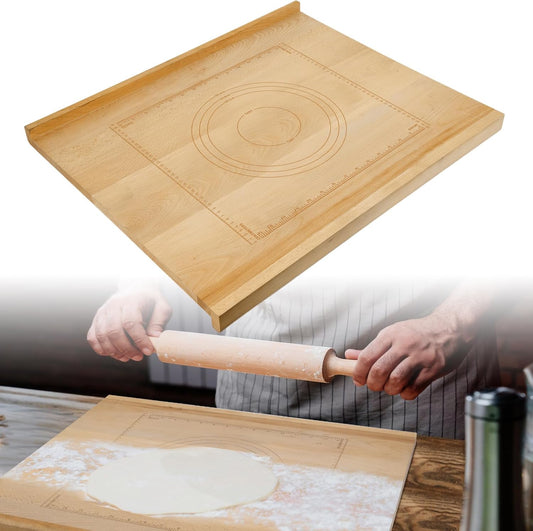Reversible Wood Pastry Board, 20"X24"Kneading Board, Pastry Board for Rolling Dough, Pastry Board With Edge Blocking, Pasta