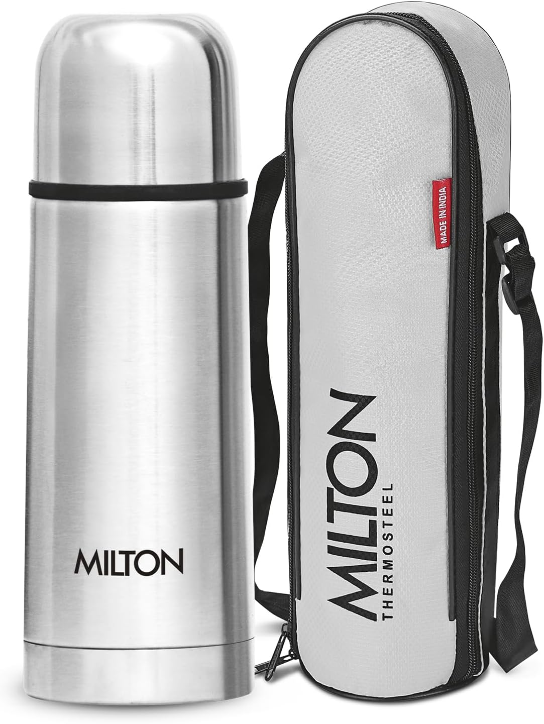 Milton Small Flask 12 oz Insulated Water Bottle with Cover, Flip Lid, Thermosteel