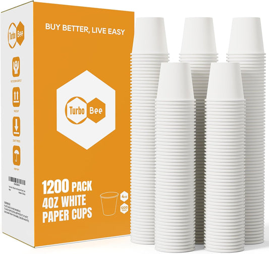 Turbo Bee 1200Pack 4oz Disposable Paper Cups,Disposable Espresso Cups,Coffee Cups, Hot/Cold Beverage Drinking Cups for