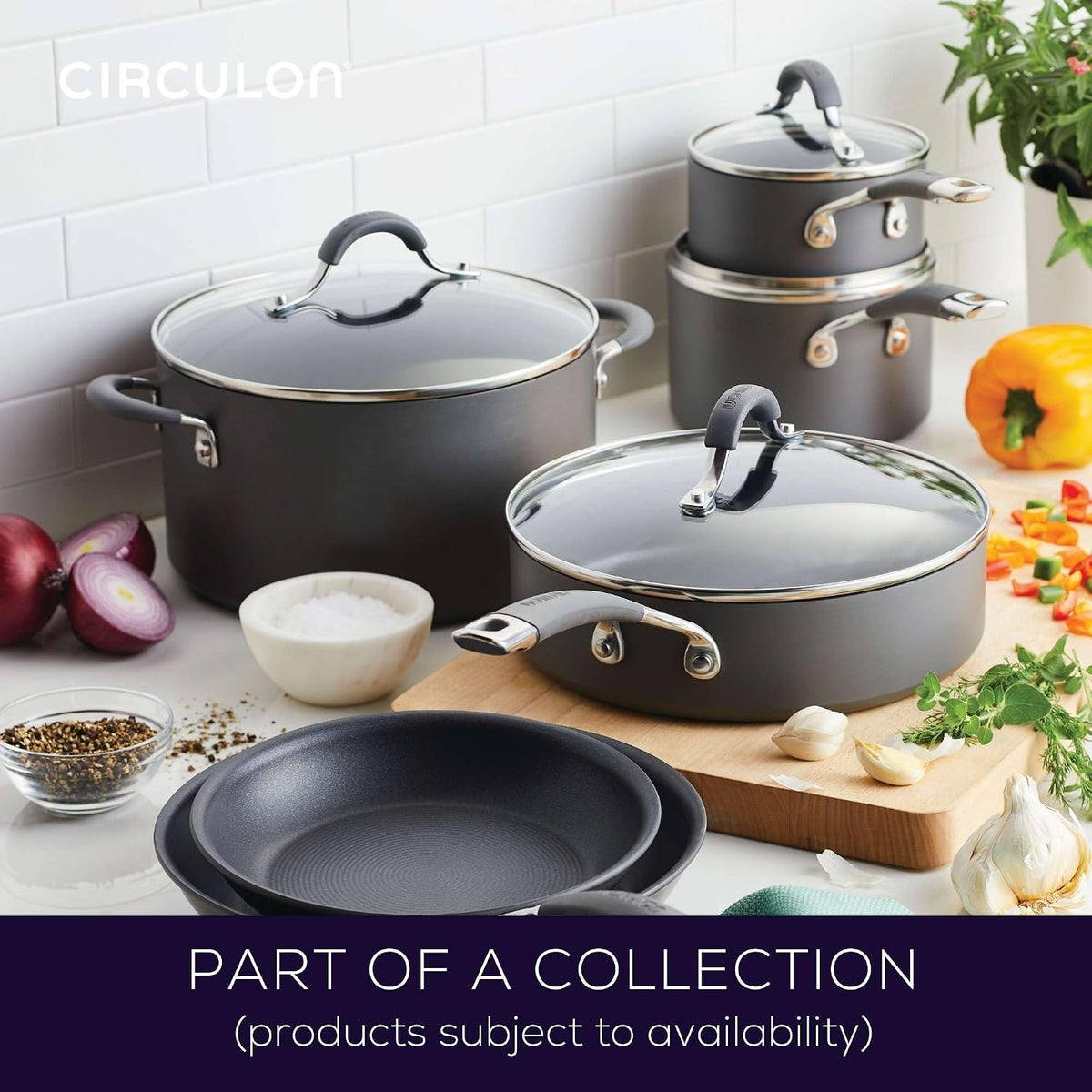 Circulon 83905 Radiance [hard anodized] Nonstick Frying pan set / Skillet Set - 8.5 Inch and 10 Inch, Gray
