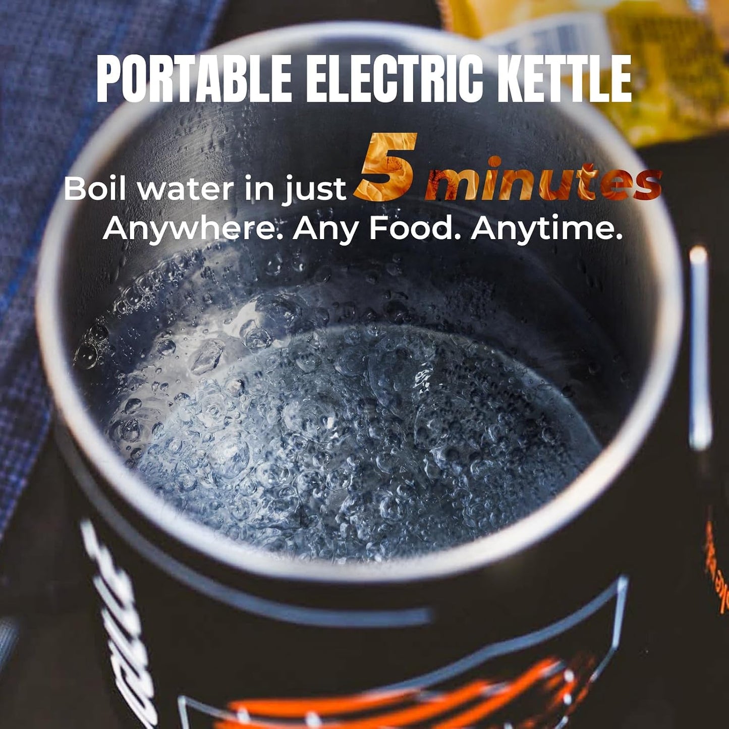 Stoke Voltaics Electric Kettle, 120V Portable Water Boiler for Coffee &amp; Tea, 304 Stainless Steel Mini Tea Kettle, 500W Fast Boiling Water with Auto Shut-Off, Camping &amp; Travel Essentials