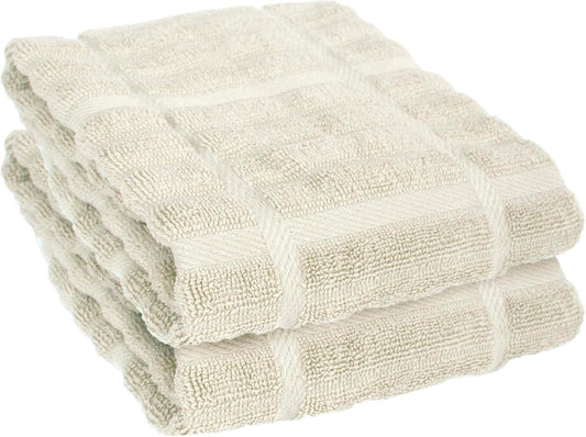 All-Clad Solid Kitchen Towels: Highly Absorbent, Super Soft Long Lasting - 100% Cotton, 17"x30" Tea Towels for Cleaning &amp; Drying Dishes, Pans, Glassware, or Countertops, (2-Pack), Almond