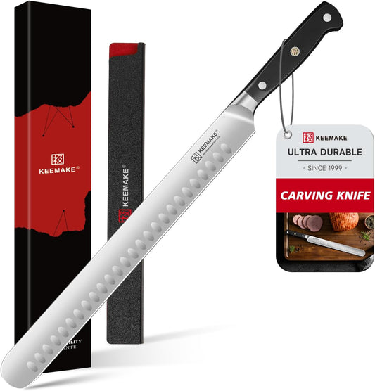KEEMAKE Brisket Knife, 12" Carving Knife for Meat, Razor Sharp German Steel Kitchen Knives with Ergonomic Handle for BBQ