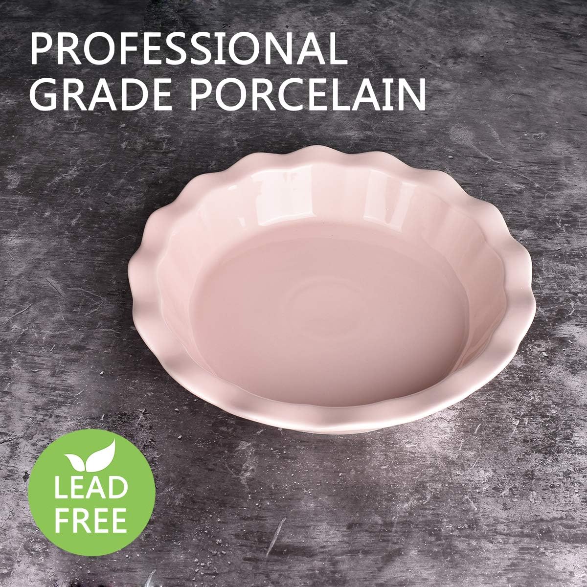 Ceramic Pie Pan, 9 Inches Pie Dish, 50 oz, Pie Plate for Baking, Microwave, Oven Safe and Dishwasher safe (Pink, 9 inches)