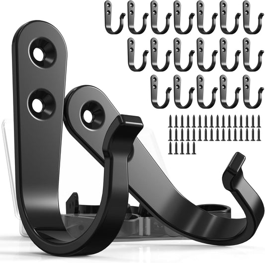 20PCS Heavy Duty Metal Coat Hooks for Wall, Single Prong Hanging Hooks with 40 Screws for Towels, Backpacks, Hats & Dog