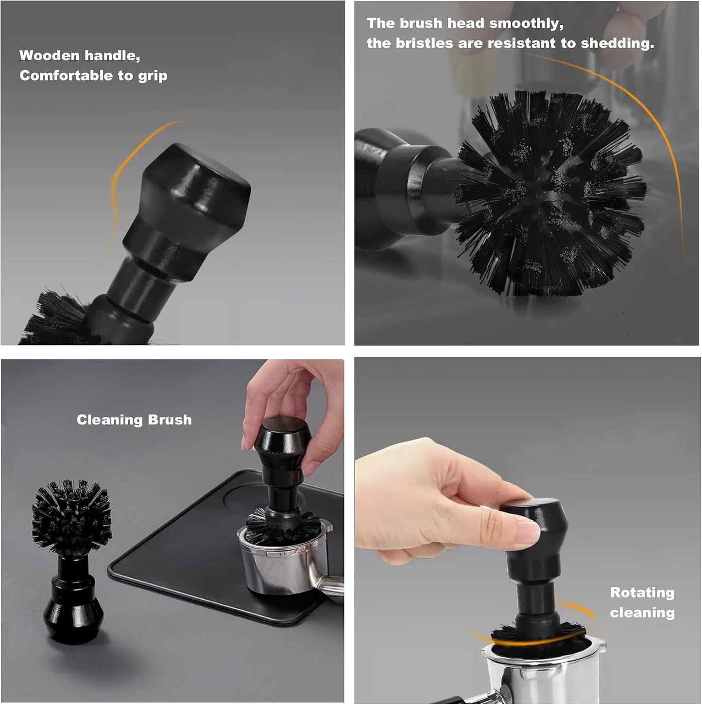 2PCS Espresso Coffee Machine Cleaning Brush Set(58mm) | Durable Nylon Bristle Brushes with Anti-Scald Design,for Home&amp;Commercial Coffee Equipment Maintenance,Barista Cleaning Tool