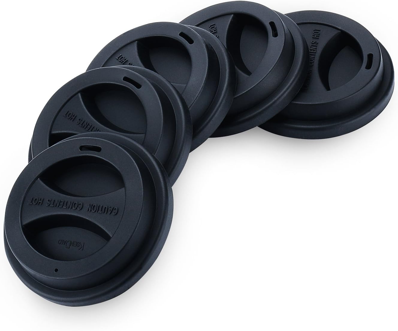 Coffee Mug Lids(3.15"Inner Diameter,3.43"Outer Diameter), KSENDALO Thicker Eco Reusable Silicone Travel Mug Lids, Silicone Cup Cover Set,Black(5pcs)