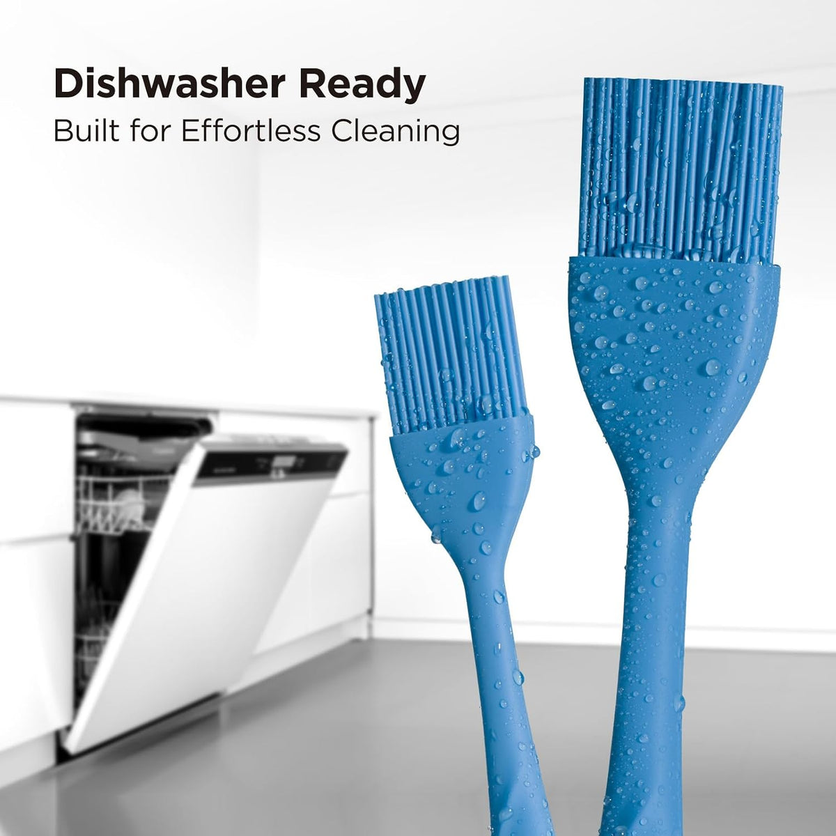 Kitchen Mama WaltzGrip Platinum Silicone Basting Pastry Brush, Blue | Heat-Resistant, For Cooking, Baking, Grilling, Spreading Oil or Butter, Dishwasher-Safe