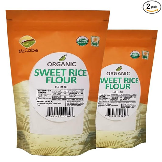 McCabe Organic Sweet Rice Flour - Gluten Free Organic Glutinous Rice Flour | Sweet Rice Flour for Baking | Rich in Fibers