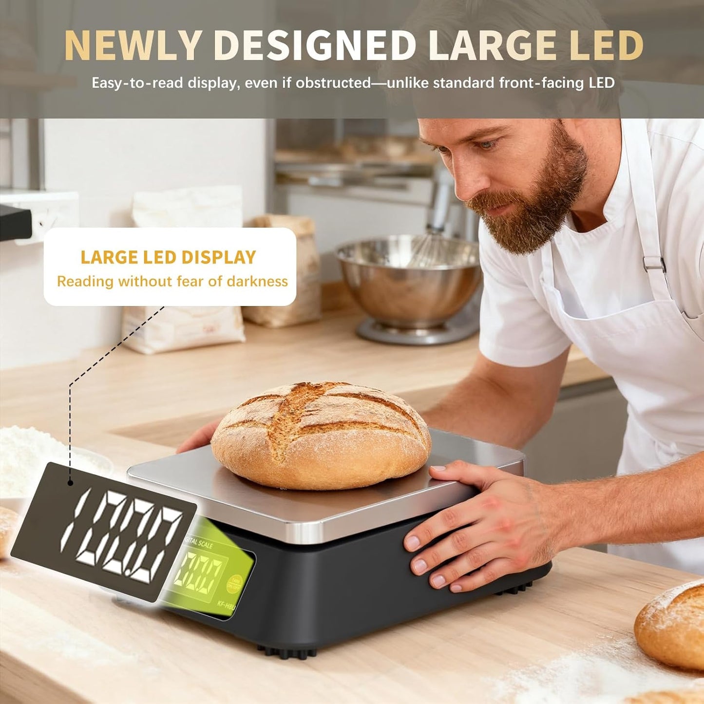 Commercial Kitchen Scale with% Rate, YONCON KF-H8U 22lb/0.02oz Food Scale
