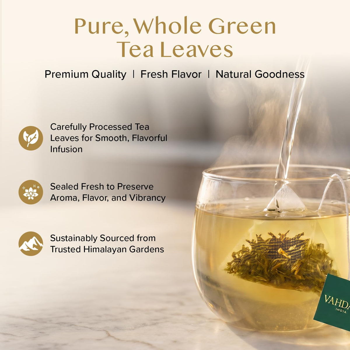 VAHDAM Decaf Green Tea Bags (100 Count) Tastes Exactly like Green Tea | High Quality. Refreshing &amp; Smooth | Non GMO | High Elevation Grown Green Tea | Pure Unblended | Resealable Ziplock Pouch