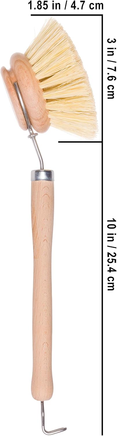 Redecker Dish Brush, Tampico Fiber, 2 Inch Round, Single – Wooden Dish Scrub Brush for Dishes &amp; Cookware, Untreated Beechwood, Made in Germany