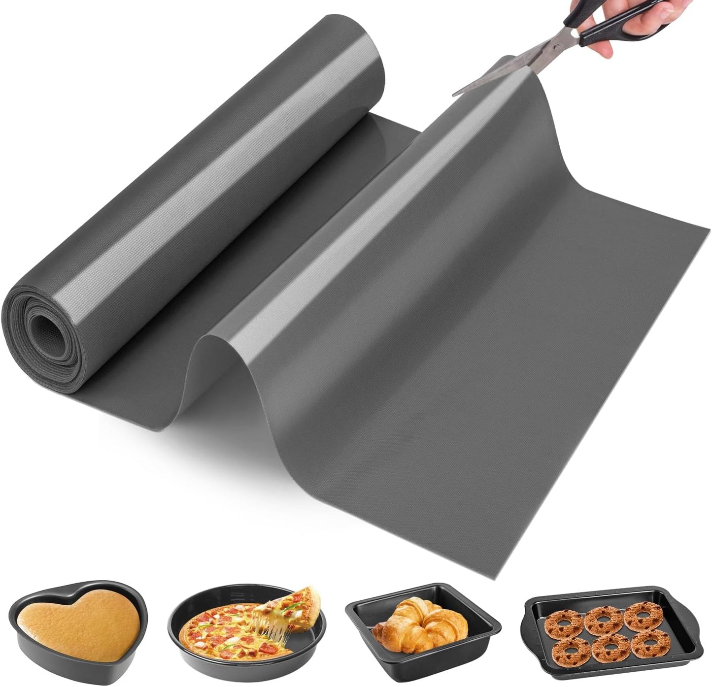 Silicone Baking Mat Roll -Reusable &amp; Best German Silicone Mat Roll-Heat Resistant Freeze Dryer Mat Non Stick Pastry Mat Dough Rolling Mat, Non Slip Countertop Protector Mat, Cut to Size Silicone Mat