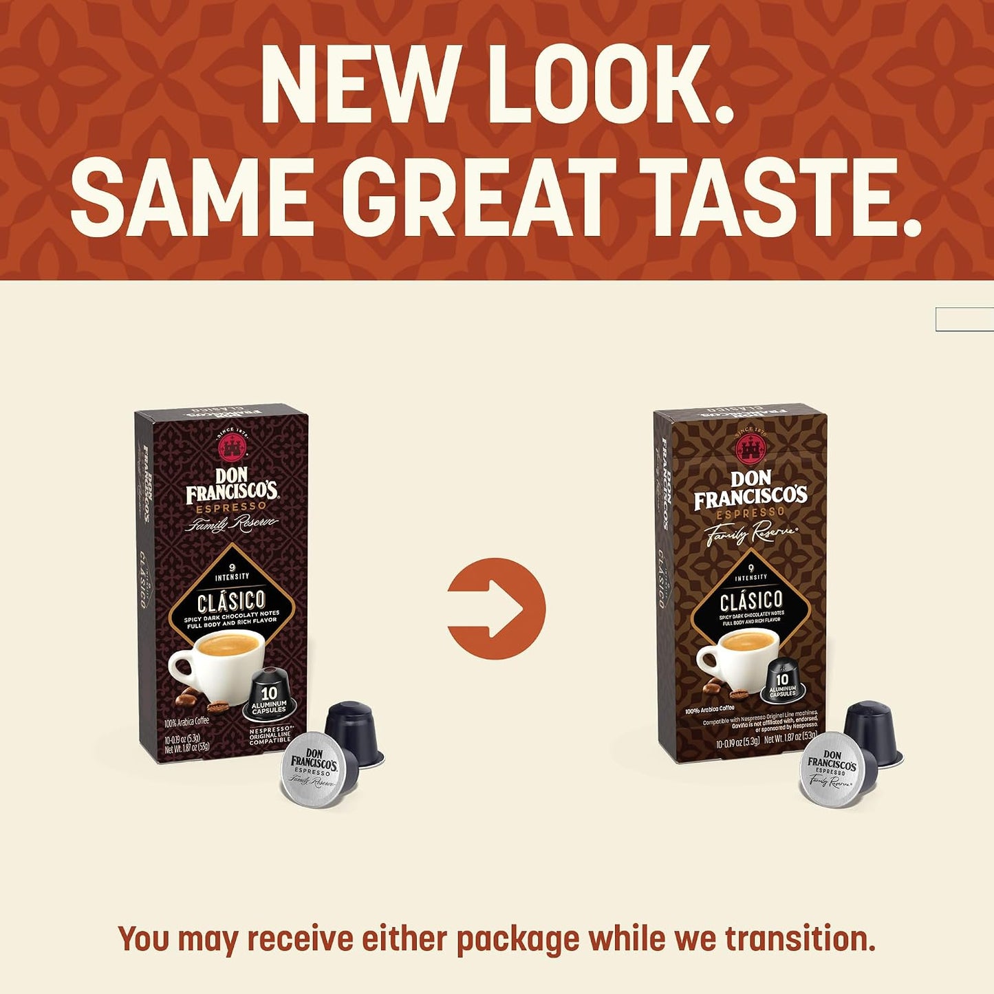 Don Francisco's Clasico Espresso Capsules, Dark Roast, 40ct | Compatible with Nespresso Original Machines, 100% Arabica Coffee, Aluminum Capsules, Simple Convenient Mess-Free Espresso