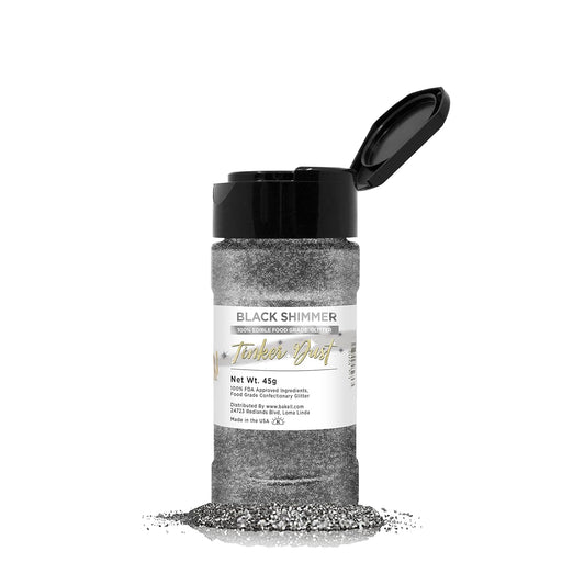 BAKELL Black Shimmer Edible Glitter, 45 Grams | TINKER DUST Edible Glitter | KOSHER Certified | 100% Edible Glitter | Cakes,
