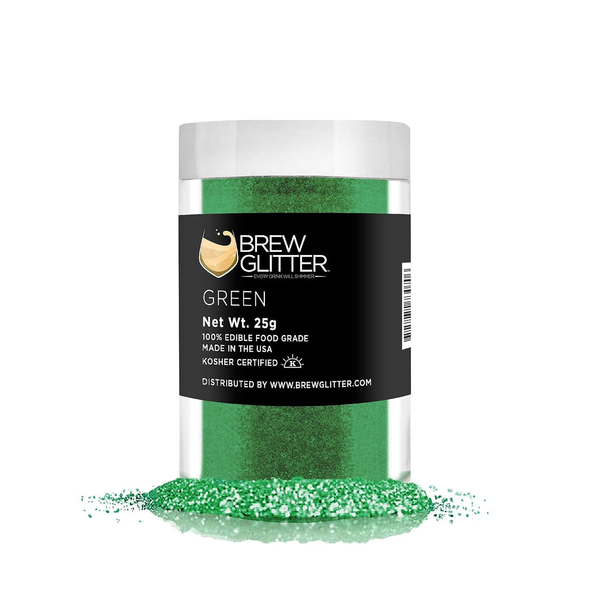 Green BREW GLITTER Edible Glitter For Drinks, Cocktails, Beer, Garnish Glitter &amp; Beverages | KOSHER &amp; HALAL Certified | 100% Edible &amp; Food Grade | Vegan, Gluten, Nut Free (25g, Green)