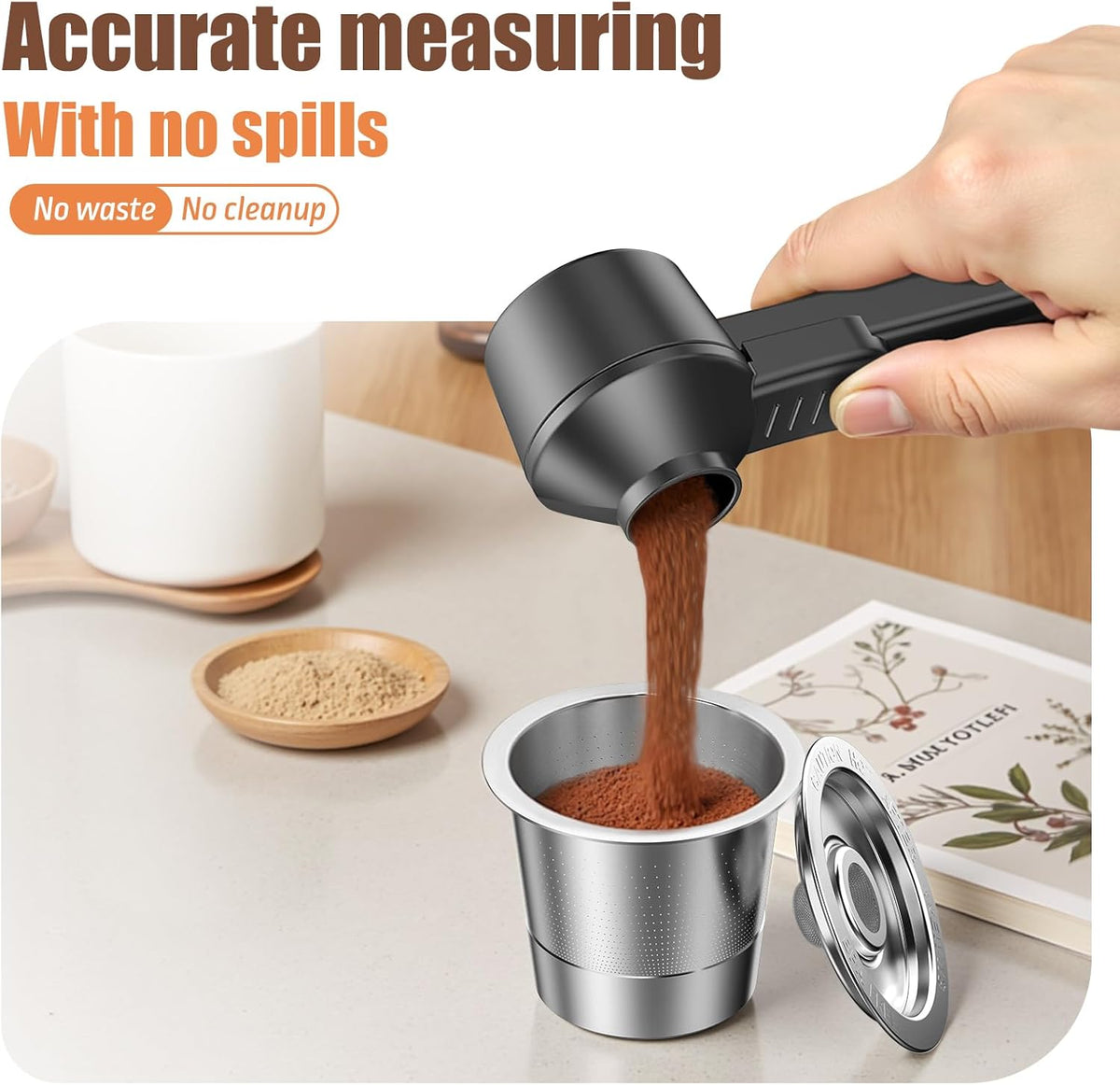 CAPMESSO Coffee Scoop for Reusable K Cup: Funnel Easy Filling Coffee Pods