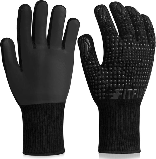 BBQ Gloves, Oven Gloves, 1472°F Extreme Heat Resistant Barbecue Gloves, Silicone Non-Slip Oven Mitts, Kitchen Gloves for