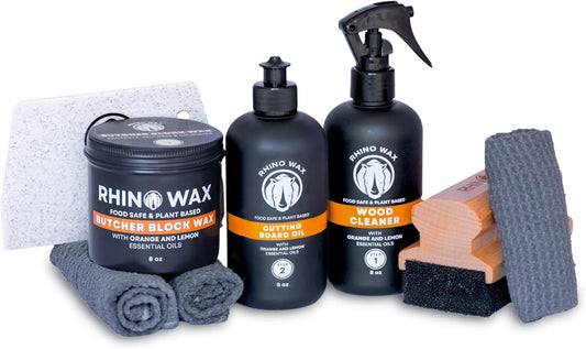 Butcher Block Ultimate Care Kit - Includes Cutting Board Oil, Wax, Wood Spray Cleaner, Bench Scraper, LG Applicator, 3