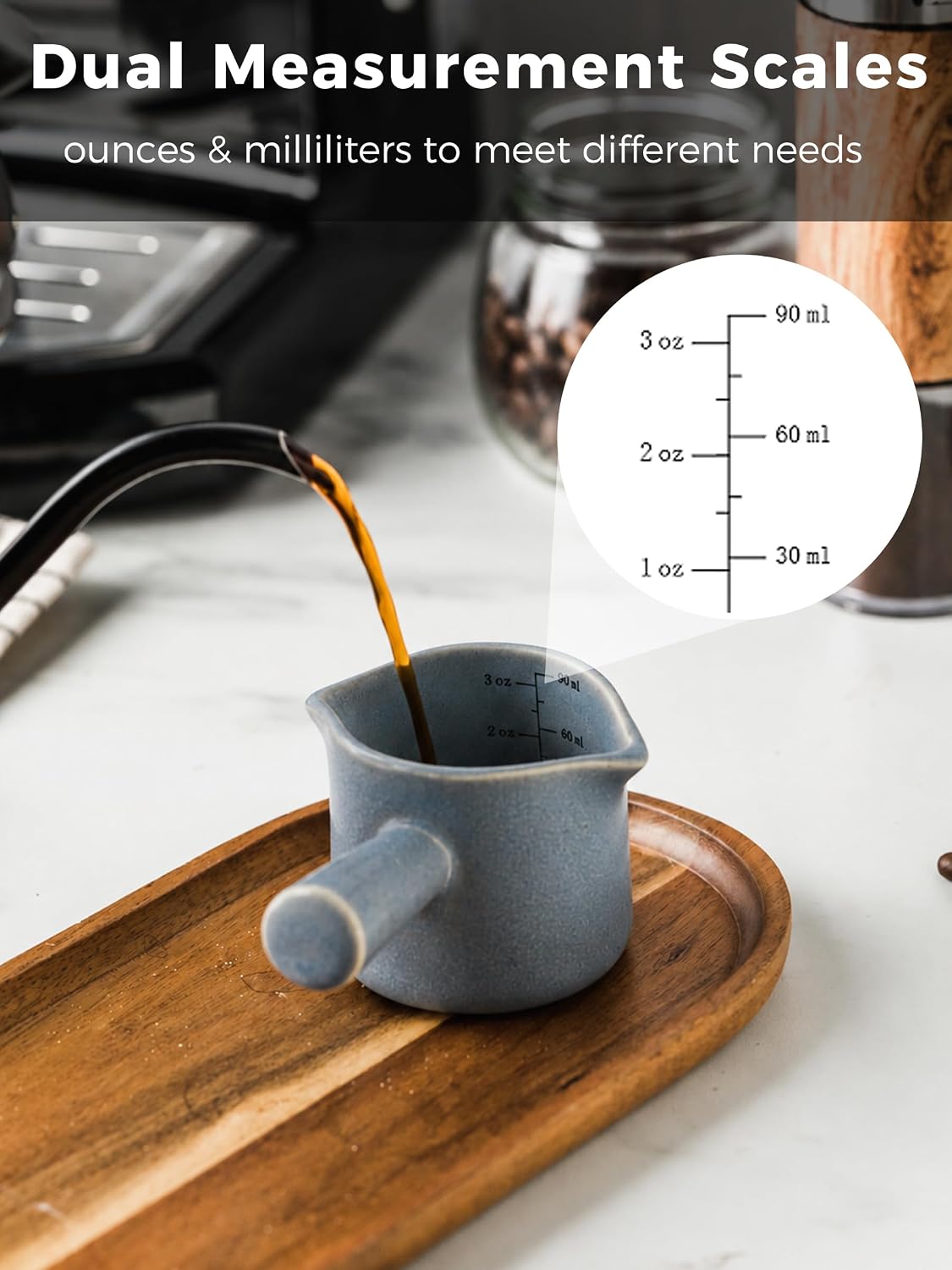 Espresso Cups Ceramic, Espresso Measuring Cups with Handle 3 OZ