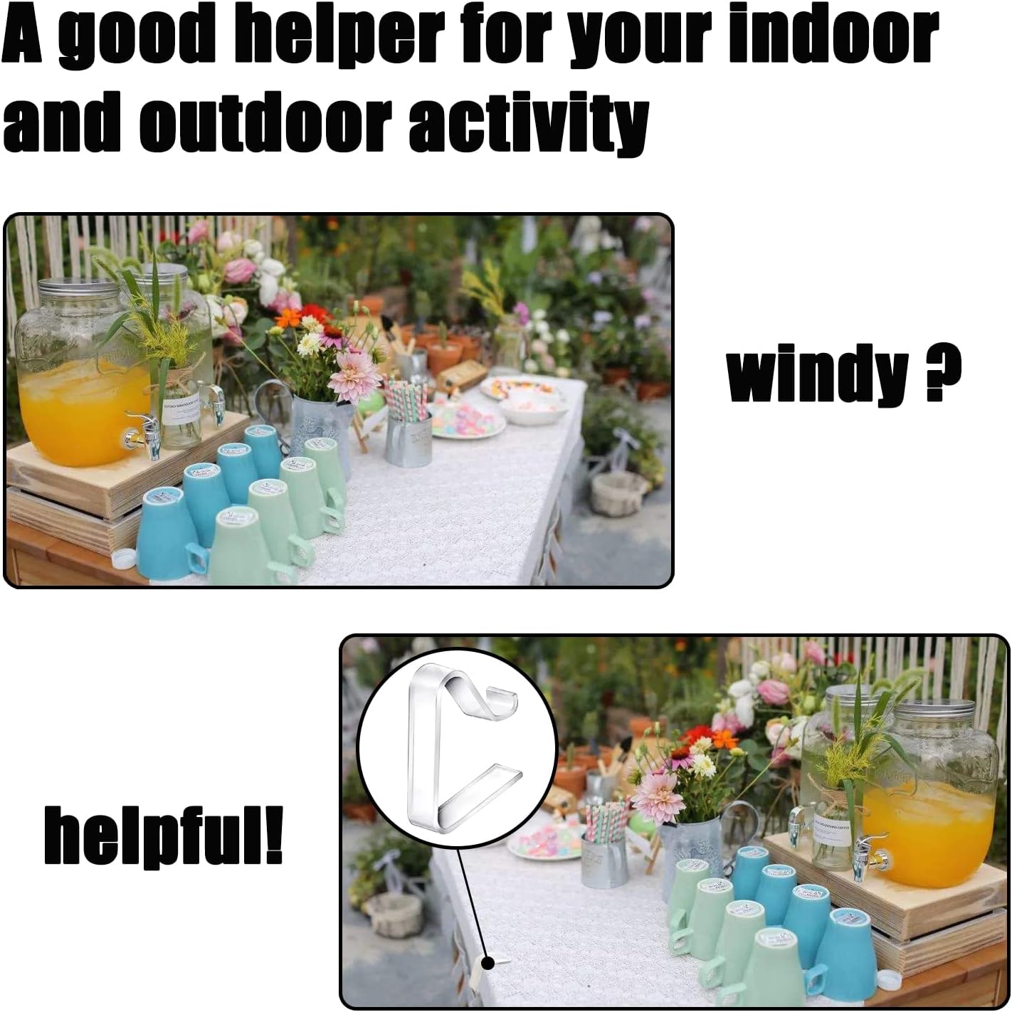 24 Pieces Transparent Clear Tablecloth Clips, Plastic Table Cloth Clips，Windproof Table Cover Holder Clamps，Table Cloth