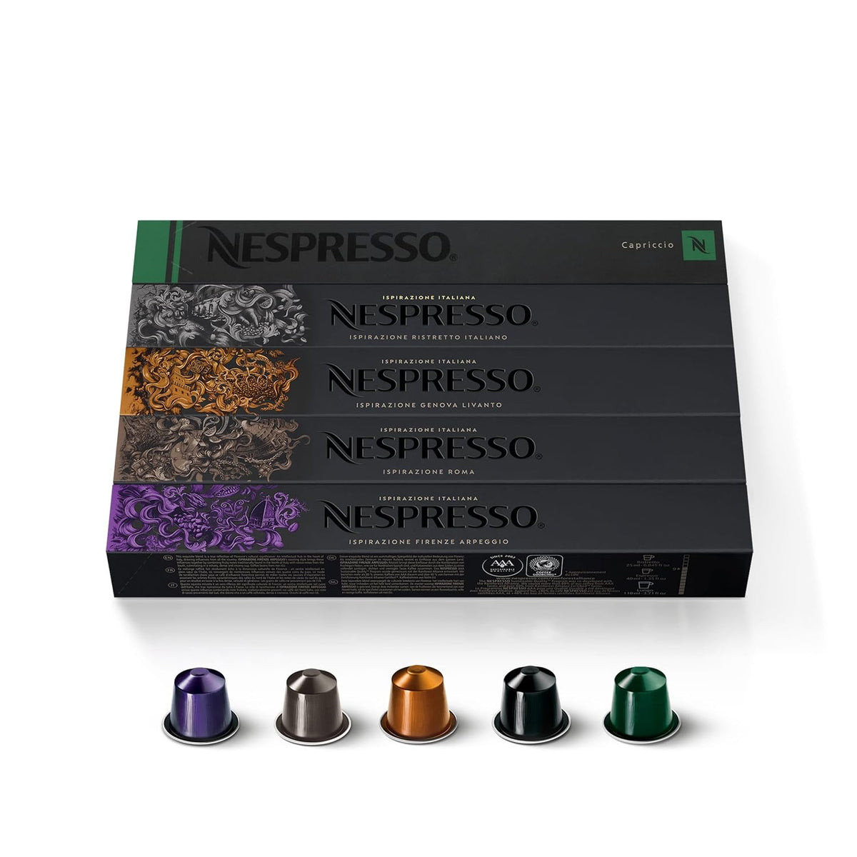 Nespresso Original, Variety Pack, 50-Count Espresso Coffee Pods | Capsules Medium and Dark Roast Pack of 1 Brews 1.35oz
