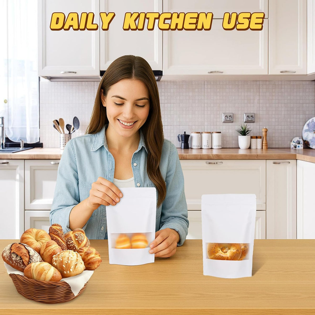 JETMORE 50 Pack Resealable Treat Bags, Cookie Bags with Window, 7.1x10.2in