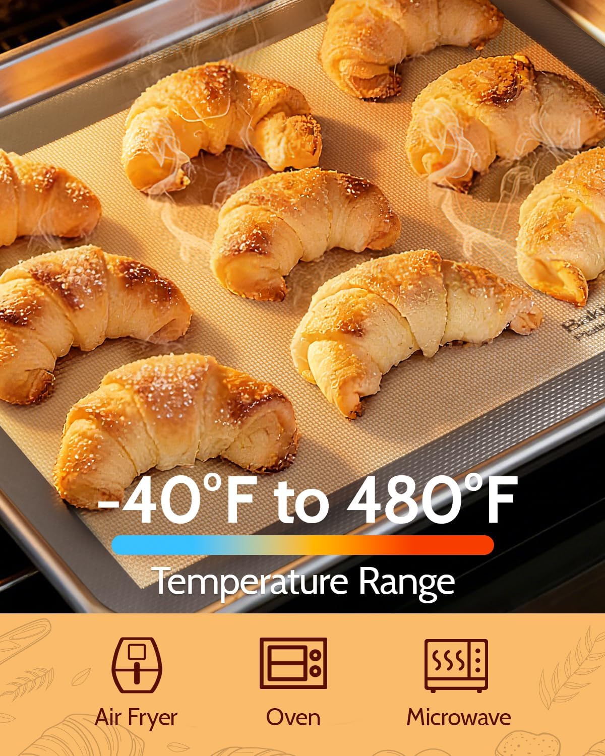 Non Stick Silicone Baking Sheet - 2 Half &amp; 2 Quarter &amp; 9'' Round Baking Mat