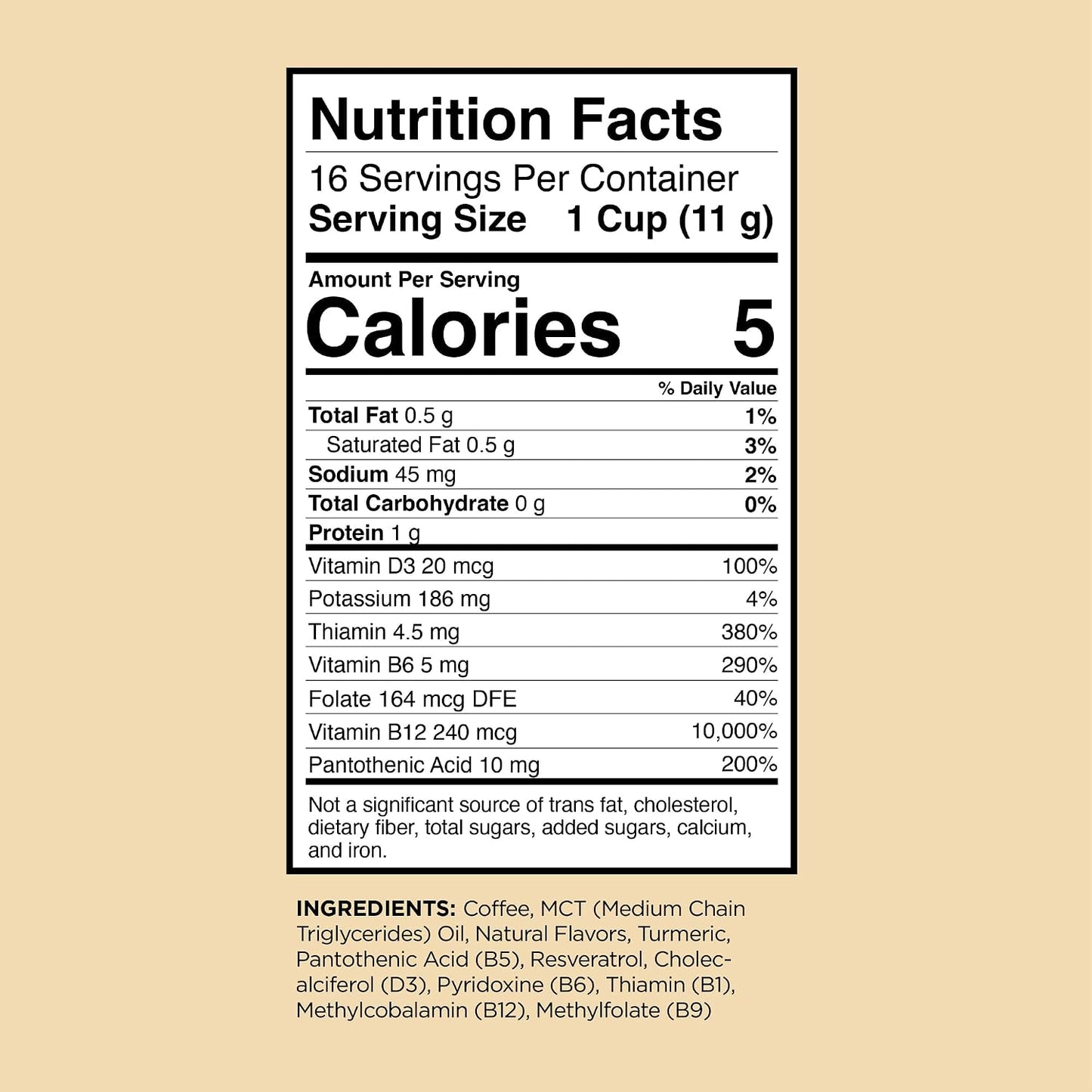 VitaCup Genius Vanilla Keto Coffee Pods with MCT Oil, 32ct | B Vitamins, D3, Turmeric