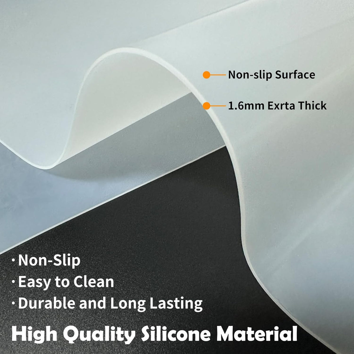 Large Silicone Mats, 78.7”x15.7” Extra Large Silicone Heat Resistant Mat, Countertop Protector, Nonstick Waterproof Mats for Kitchen Counter, Shipped Rolled Up Kitchen Counter Mat, Dark Gray