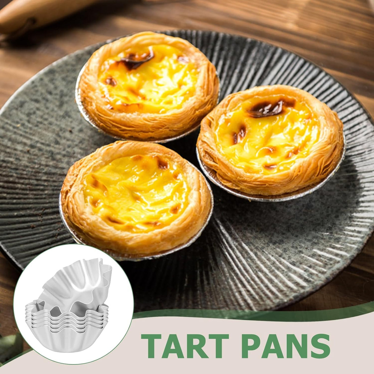 Kichvoe 6Pcs Tart Molds, Aluminum Mini Flan Molds 2.75x3x1.18inch | Detachable &amp; Heat-Resistant, Non-Stick Tart Shells Mini for Bakers, Moms &amp; Dessert Lovers, Easy to Clean &amp; reusable