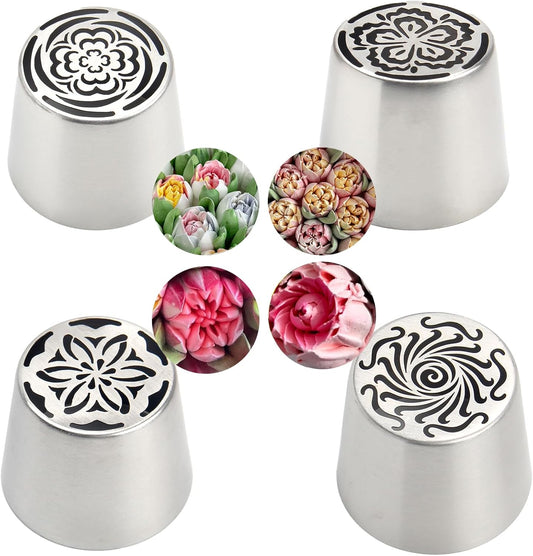 Extra Large Russian Piping Tips Cake Decorating Kit for Buttercream Roses 3D Floral Designs Baker Tools for Wedding Birthday