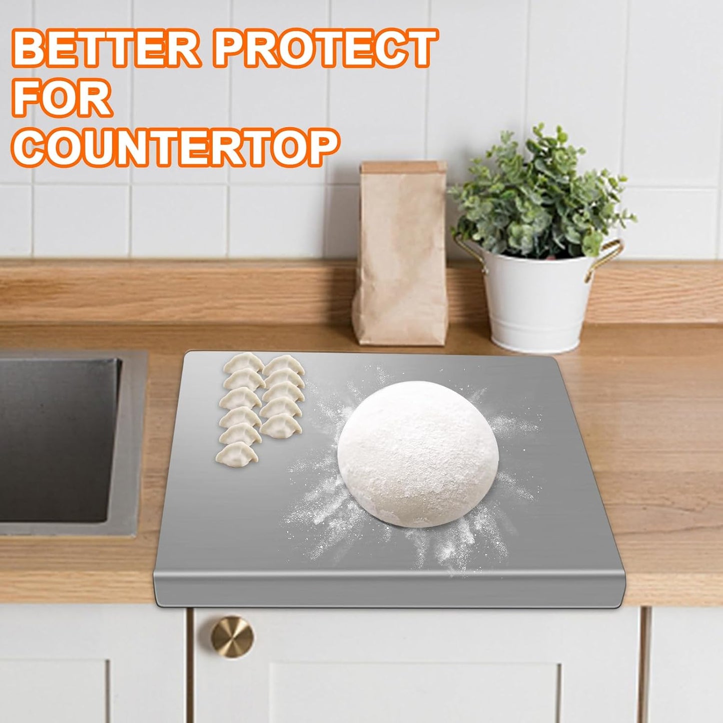 Stainless Steel Countertop Cutting Board with Lip,19.7 * 15.7 * 0.8 Inches