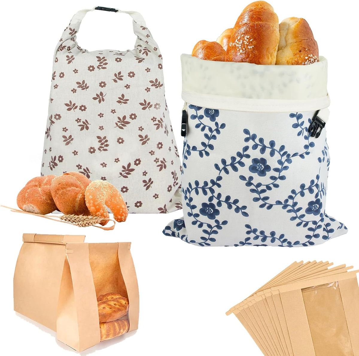 2 Pack Reusable Beeswax Bread Bags for Homemade Sourdough with Zipper, XL