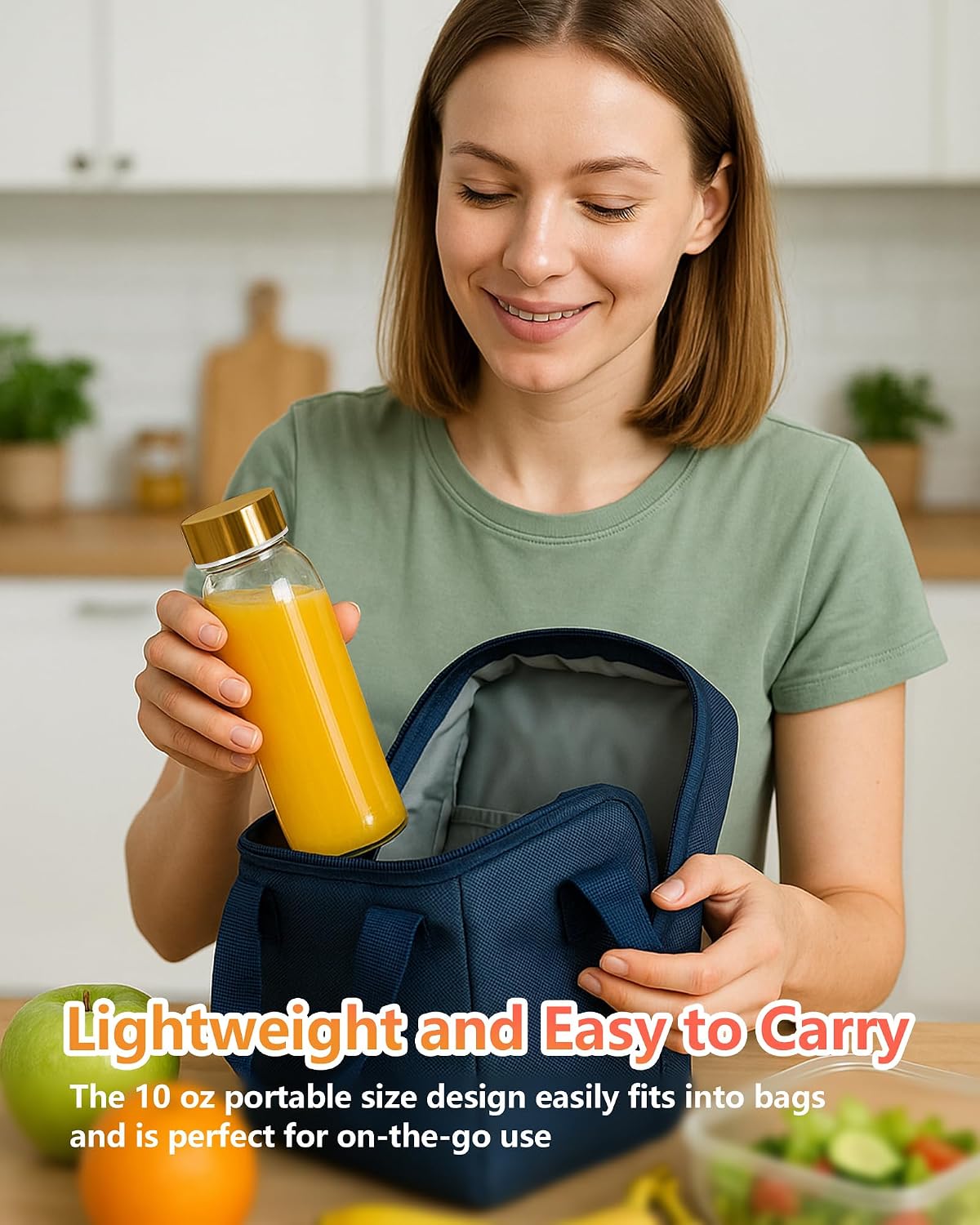 Zukro 10 oz Glass Juice Bottles with Stainless Steel Gold Lid Leak Proof