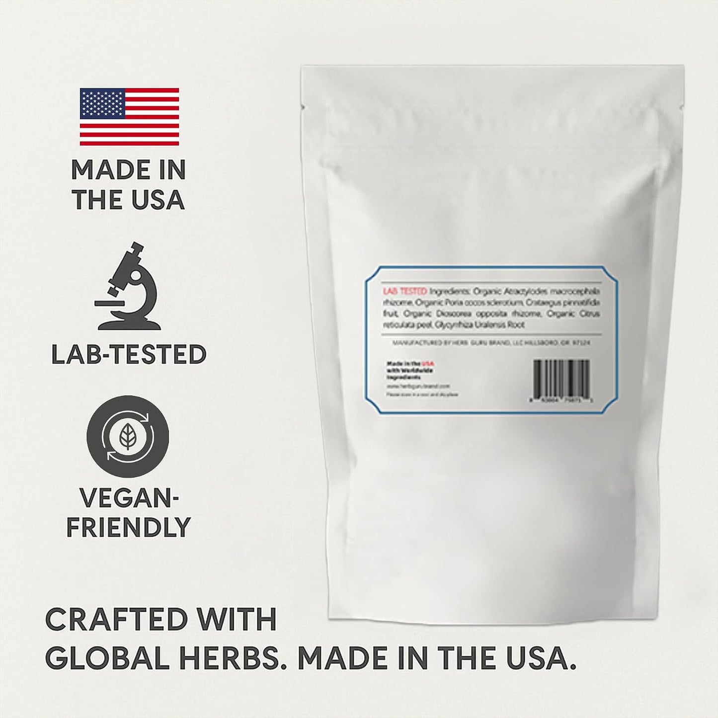 Herb Guru Fluid Balance Herbal Tea Bags – Healthy Fluid Metabolism &amp; Digestive Balance with Atractylodes, Poria, Citrus Peel – Caffeine Free Tea, 0.88 Ounces
