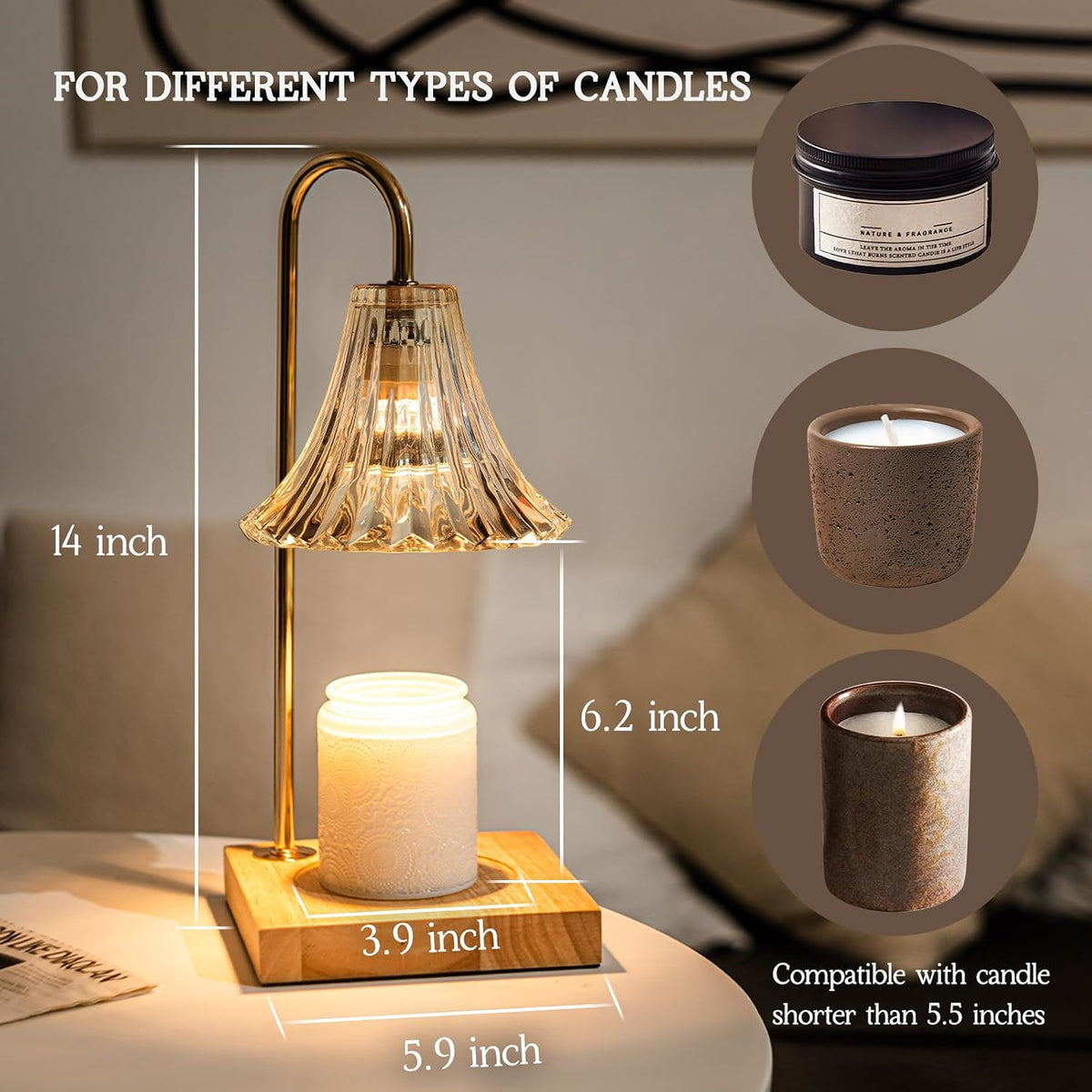 Marycele Candle Warmer Lamp with Timer, Dimmable Flower Wax Melter for Home