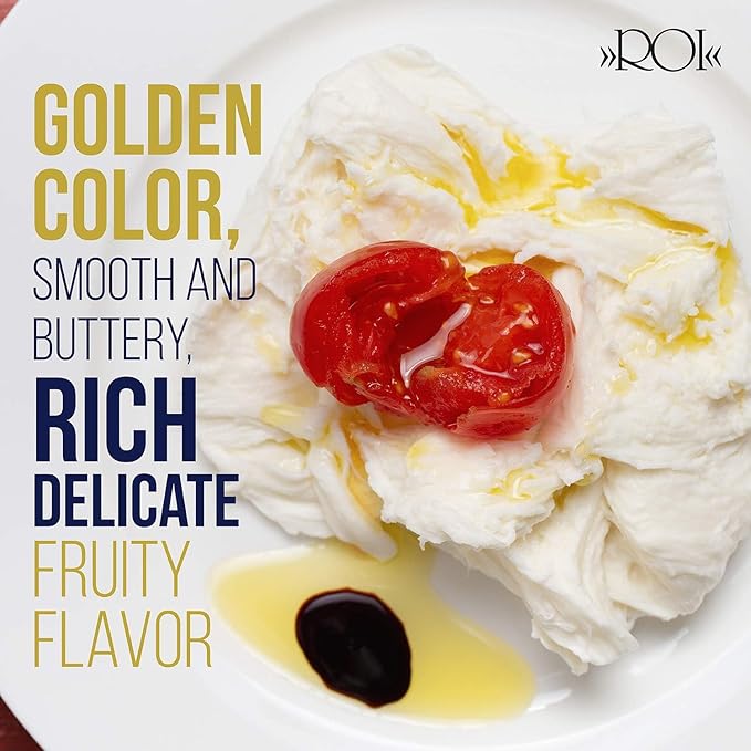 ROI Italian Extra Virgin Olive Oil - Made From Ligurian Taggiasca Oilves - Polyphenol Rich EVOO - DOP Certified - Fresh Cold Pressed in Italy - Low Acid - No Pesticides, No GMO - 16.9 fl oz 500 ml
