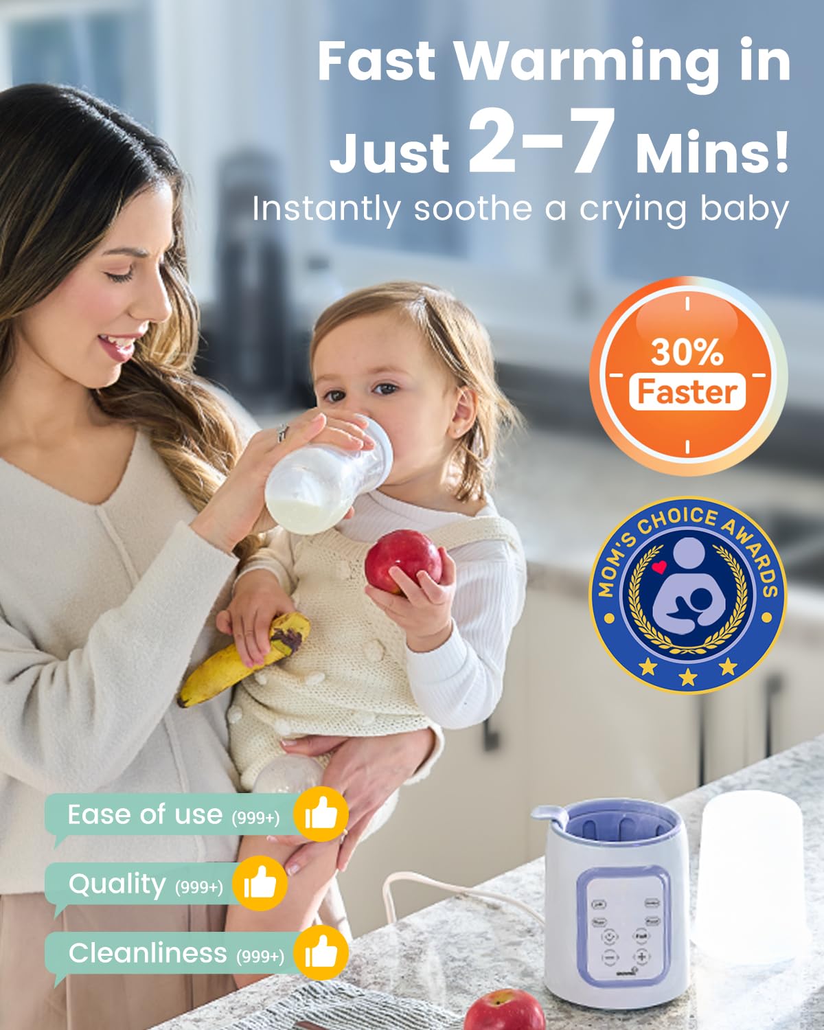 Grownsy 8-in-1 OG Fast Bottle Warmer with Timer, Purple