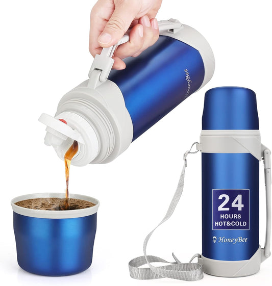 HoneyBee Hot Drinks Keeps Liquid Hot or Cold for Up to 24 Hours Thermos 41 Ounce Coffee Thermos 18/8 Stainless Steel