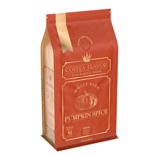 Pumpkin Spice Flavored Whole Bean Coffee – Gourmet 100% Organic Arabica, Single Origin, Medium Roast, Autumn Inspired,