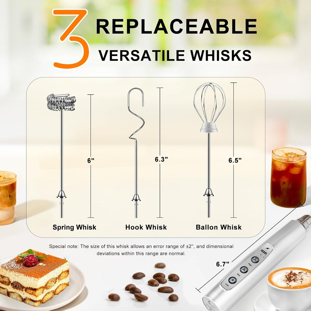 YUSWKO Handheld Milk Frother Wand for Coffee