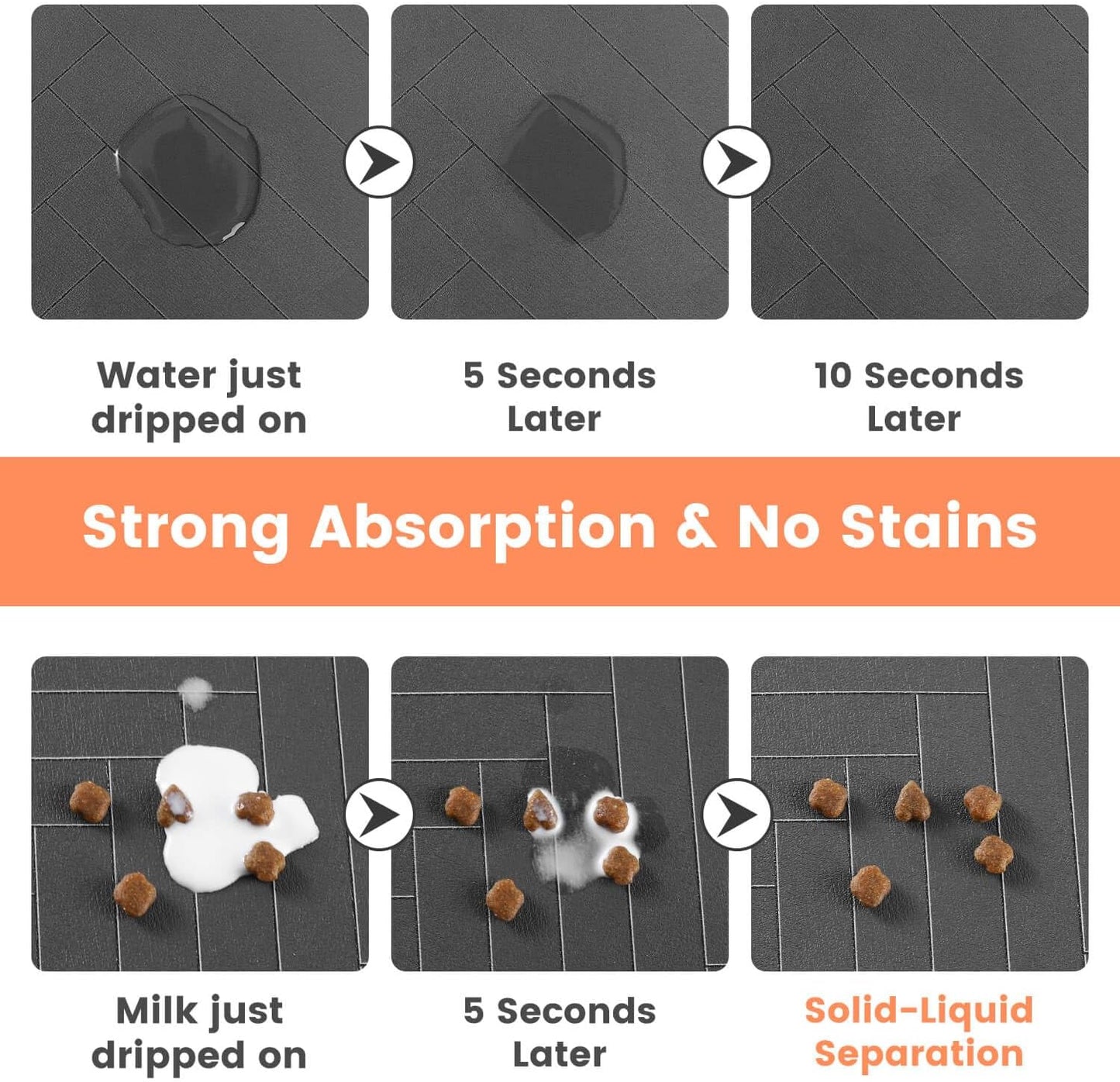 Pet Feeding Mat-Absorbent Pet Placemat for Food and Water Bowl, with Waterproof Rubber Backing, Quick Dry Water Dispenser Mat for Dog and Cat (24"x16", Beige)