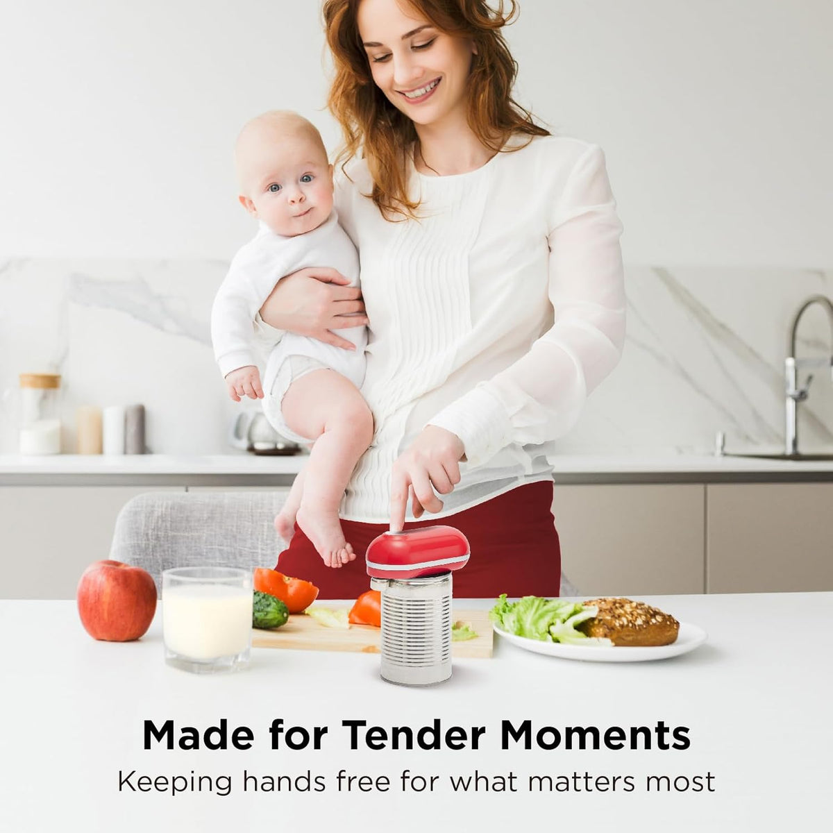 Kitchen Mama Mini Plus Rechargeable Electric Can Opener, Red