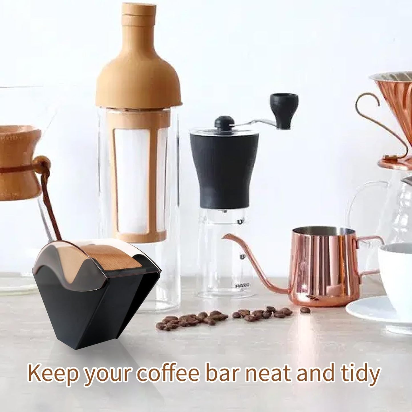 Coffee Filter Holder for Organizer and Coffee Station Accessories (Black)