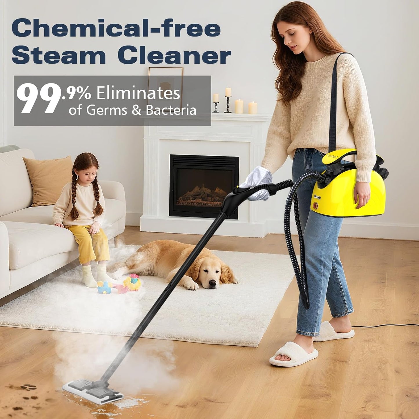 Steam Cleaner, Multipurpose Powerful Steamer with 21 Accessories, 248°F High-Temperature Steam for Floors, Grout, Tiles, Carpet, Cars