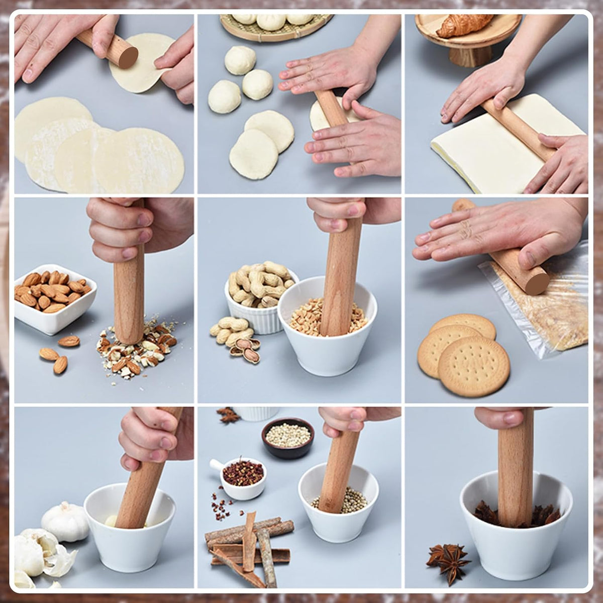 Patelai 30 Pieces Small Rolling Pin Wood Mini Dumpling Dough Roller, 6.3 in | Wooden Baking Roller, Mini Rolling Pins for Crafts, Kitchen Utensil Tool for Bread Pastry Cookies Pizza Pie, Cylinder Style