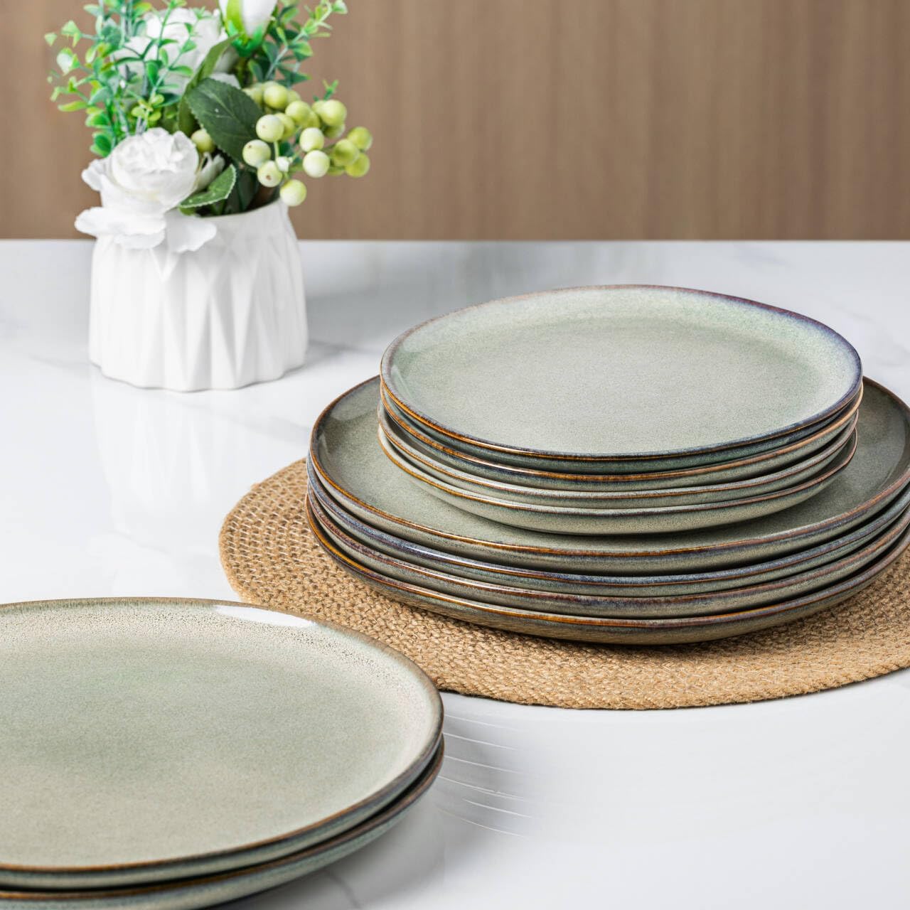 AmorArc Ceramic Dinner Plates Set of 6, 10.5 Inch Stoneware Plates Set